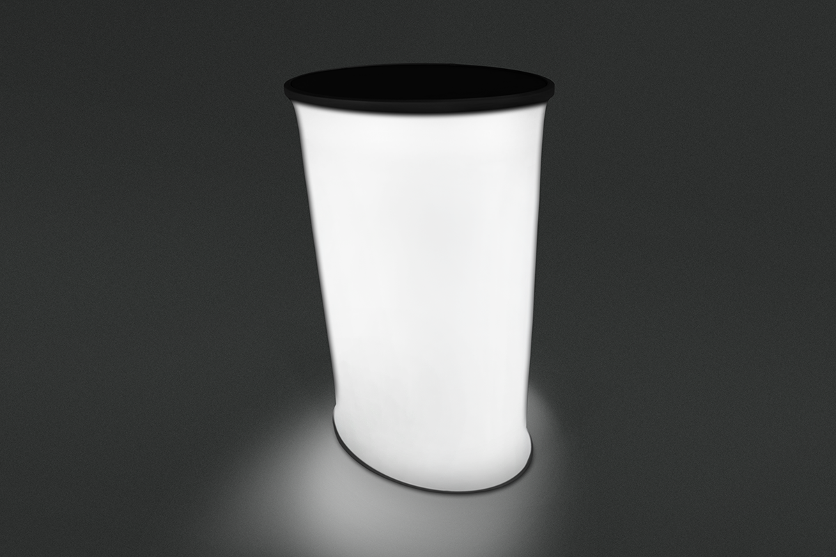LED Textil Werbetheke Oval inkl. individuellem Druck und Aufbewahrungstasche