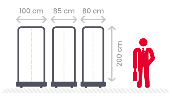 Standard Roll-up in 3 verschiedenen Breiten inkl. Druck und Aufbewahrungstasche – Bild 14
